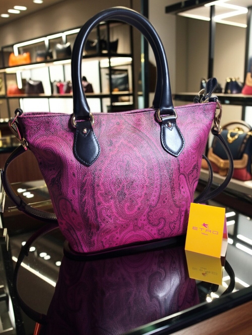ETRO Mini Essential Bag in Coated Canvas with Paisley Jacquard - Picture 6 of 10
